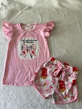 Boutique Josie B’s CHICK FIL A Girls Shorts Top Outfit 14/16
